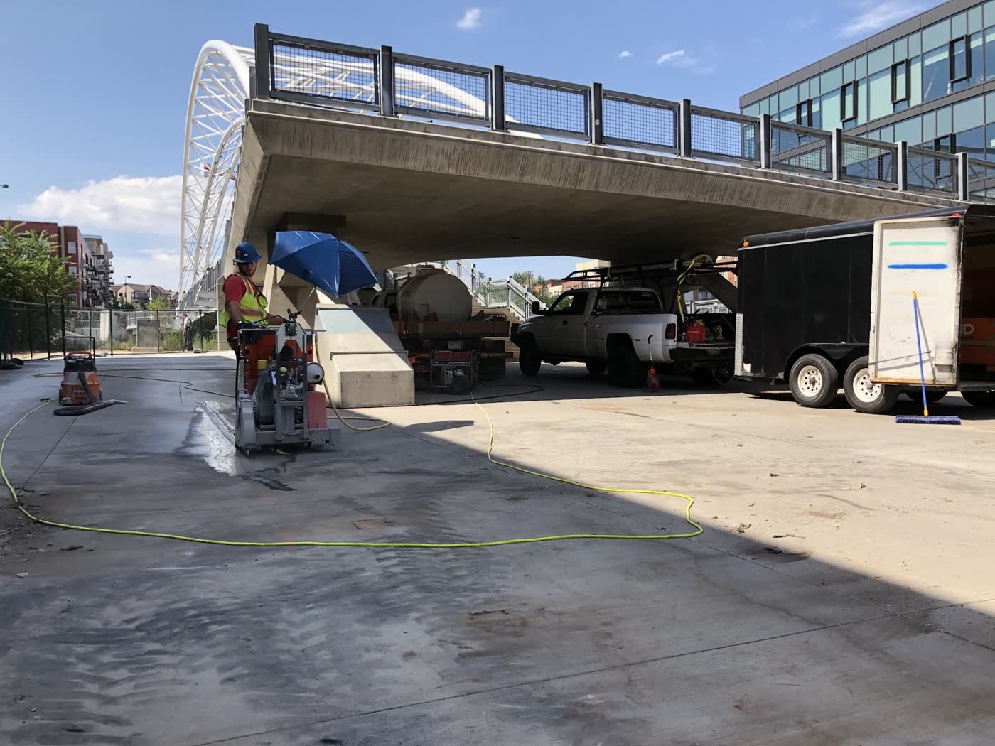 Commercial concrete work under a bridge structure