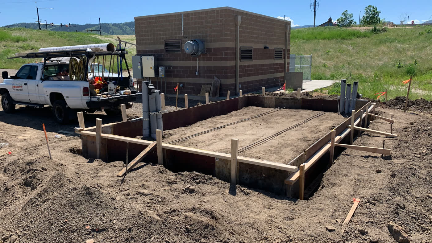 Formed footings on a commercial site
