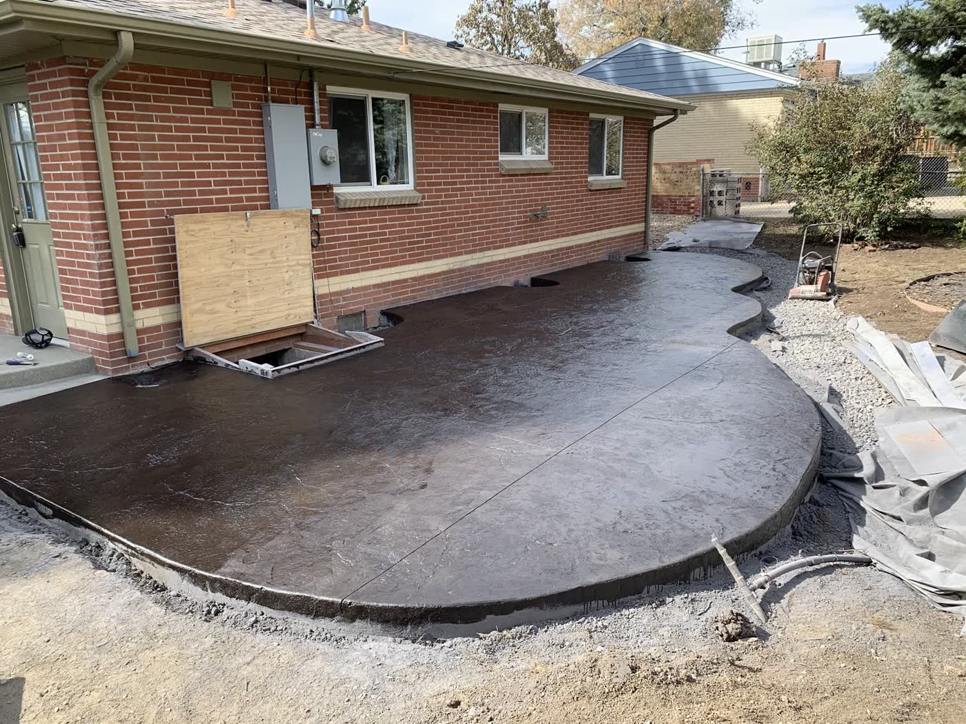 Finished stamped concrete patio