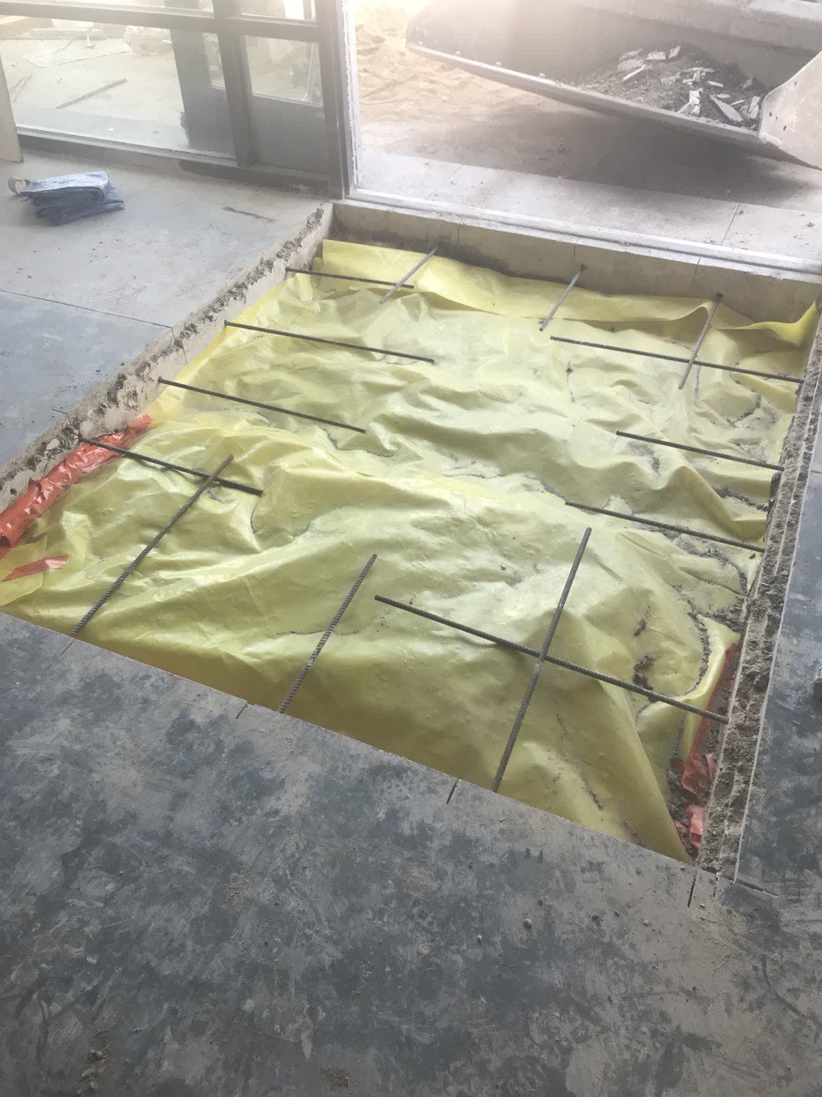 Rebar and vapor barrier ready for concrete
